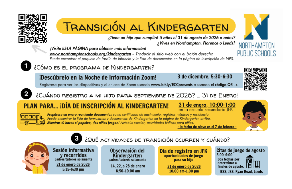 transition to Kindergarten flyer in spanish
